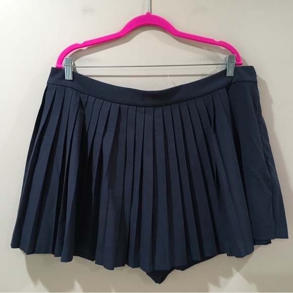 Abercrombie & Fitch Mini Wrap Skirt Skort Pleated Navy Women XL School Y2K 90S - Picture 2 of 7